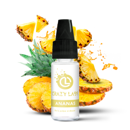 Flacon de e-liquide Ananas 10ml de la marque Crazy Labs