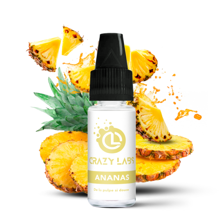 Flacon de e-liquide Ananas 10ml de la marque Crazy Labs
