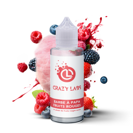 E-liquide Barbe à Papa Fruits Rouges 100ml (Flacon 140ml) - Crazy Labs