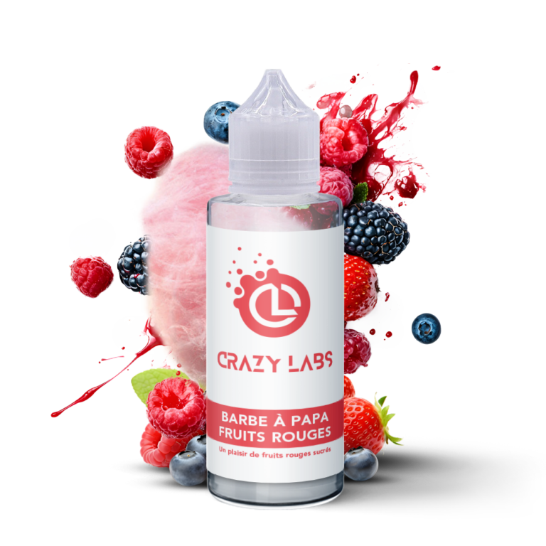 E-liquide Barbe à Papa Fruits Rouges 100ml (Flacon 140ml) - Crazy Labs