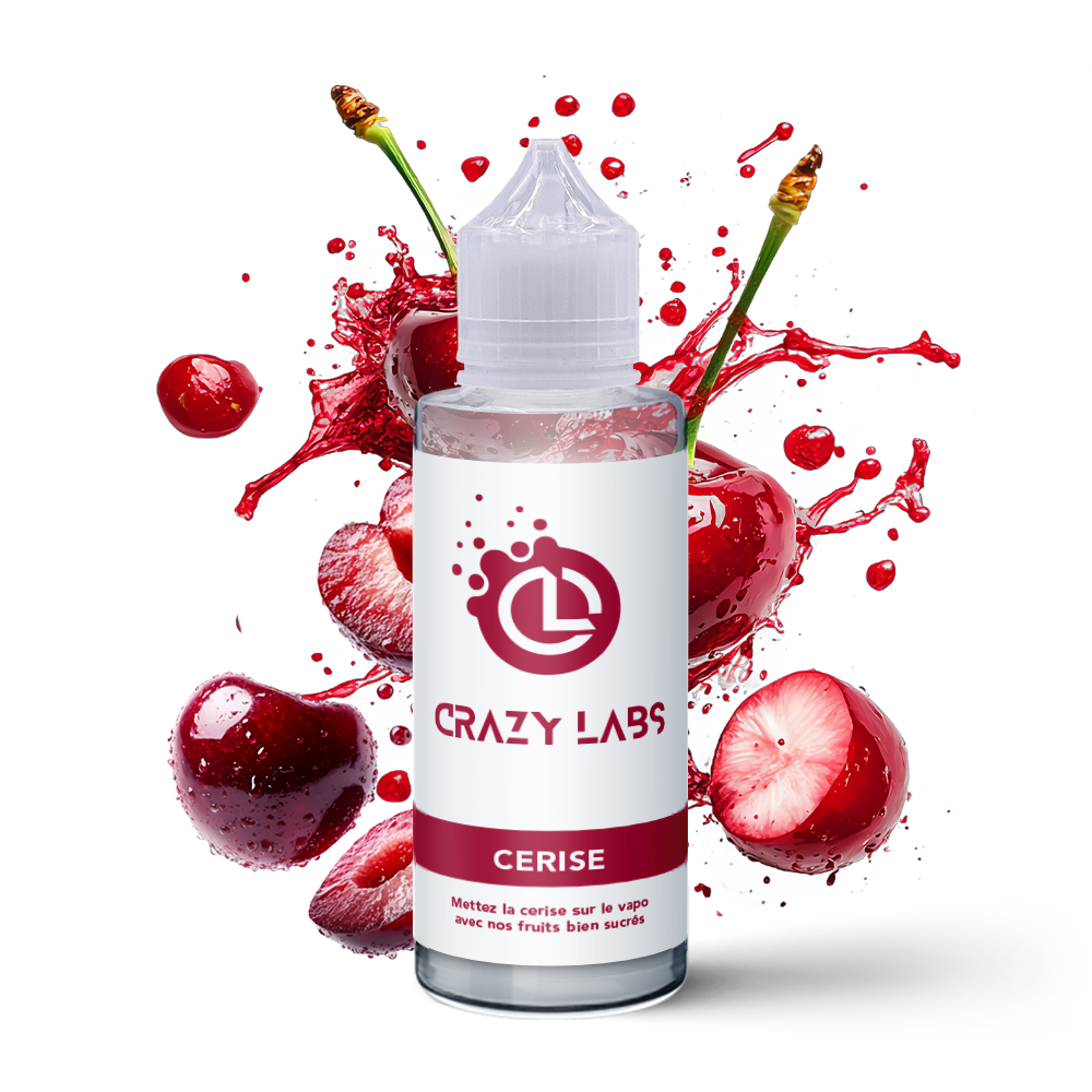 cerise_100ml_crazylabs_mockup_saveurs E-liquide Cerise 100ml (Flacon 140ml) - Crazy Labs