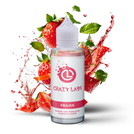 E-liquide Fraise 100ml (Flacon 140ml) - Crazy Labs