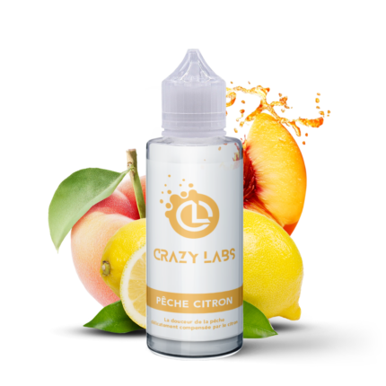E-liquide Pêche Citron 100ml (Flacon 140ml) - Crazy Labs