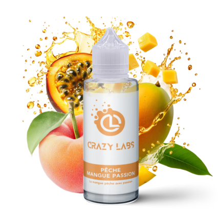 E-liquide Pêche Mangue Passion 100ml (Flacon 140ml) - Crazy Labs