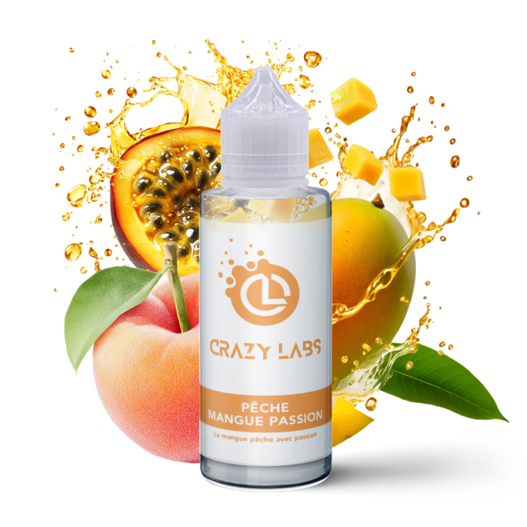 E-liquide Pêche Mangue Passion 100ml (Flacon 140ml) - Crazy Labs