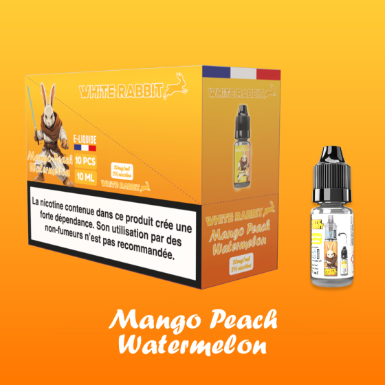 Flacon de e-liquide Mango Peach Watermelon 10ml de la marque White Rabbit Esalt