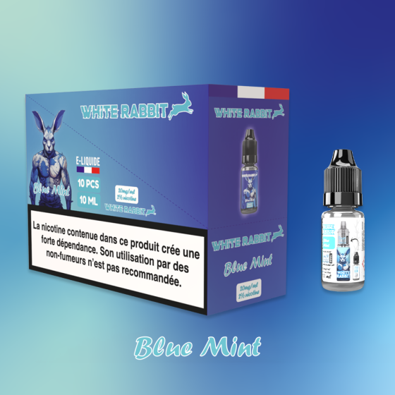 - Alt : E-liquide Blue Mint White Rabbit formulé en sels de nicotine 20mg par French Lab