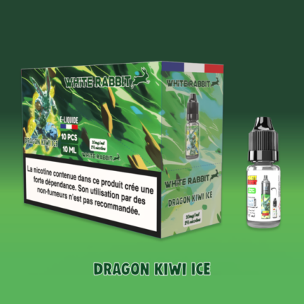 - Alt : Flacon de e-liquide Dragon Kiwi Ice 10ml de la marque White Rabbit Esalt