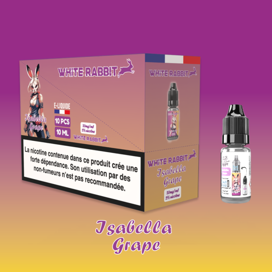Flacon de e-liquide Isabella Grape 10ml de la marque White Rabbit Esalt