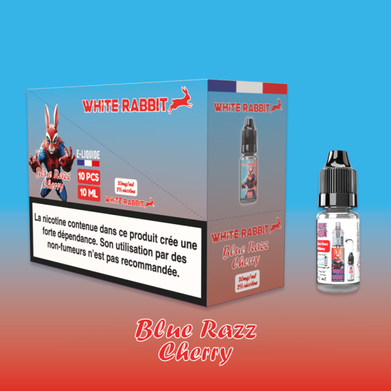 Flacon de e-liquide Blue Razz Cherry 10ml de la marque White Rabbit Esalt