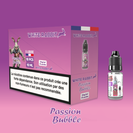 Flacon de e-liquide Passion Bubble 10ml de la marque White Rabbit Esalt