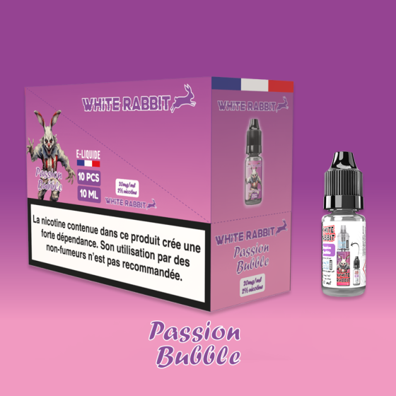 Flacon de e-liquide Passion Bubble 10ml de la marque White Rabbit Esalt