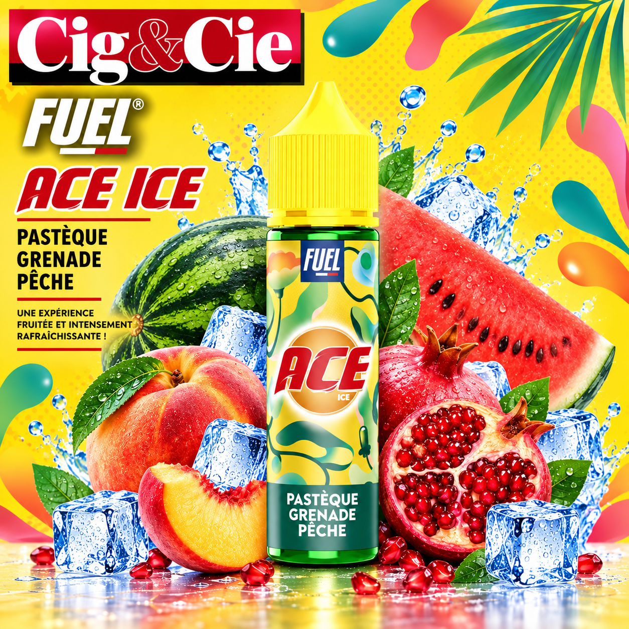 Pastèque Grenade Pêche 50ml (Gamme ACE) - Maison Fuel Pastèque Grenade Pêche 50ml (Gamme ACE) - Maison Fuel